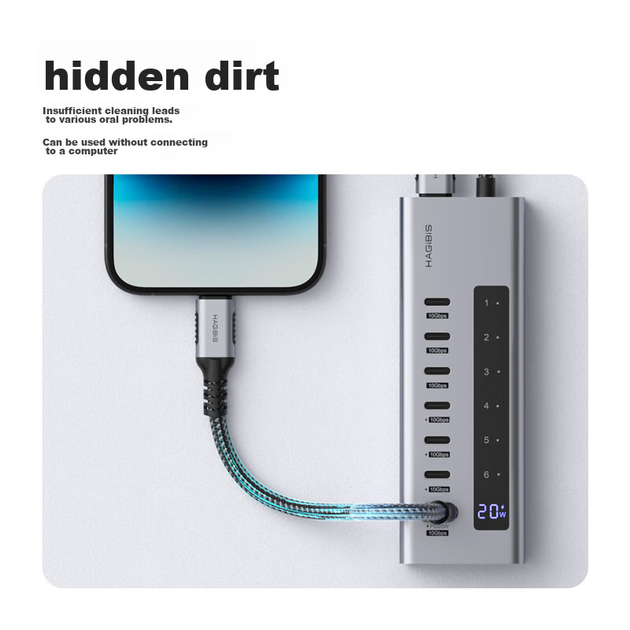 Док-станция Hagibis All-C Port Expansion Dock, Type-C Hub, USB Splitter, HUB Converter, быстрая зарядка PD, независимый адаптер питания, подходит для компьютеров Apple и ноутбуков Mac. - зображення 8