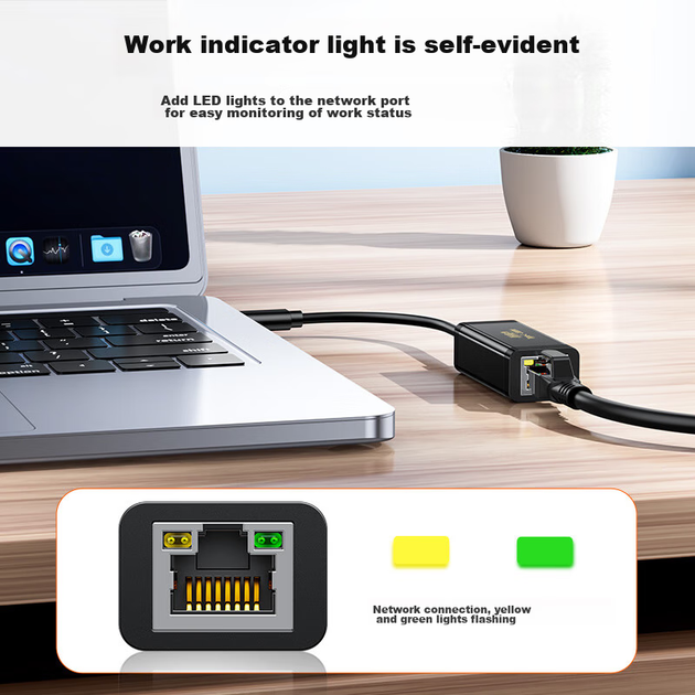 Сетевой адаптер Jinghua N324 / USB Type-C / Gigabit Ethernet / Black - изображение 9