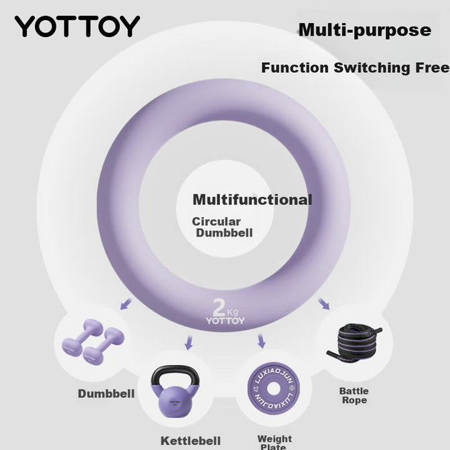 Круглая гантель Yottoy для мужчин и женщин, для домашнего фитнеса, формирователь фигуры, 3 кг, с пластиковым покрытием, цвет «обсидиановый розовый». - Фото 4 Круглая гантель Yottoy для мужчин и женщин, для домашнего фитнеса, формирователь фигуры, 3 кг, с пластиковым покрытием, цвет «обсидиановый розовый». - изображение 4