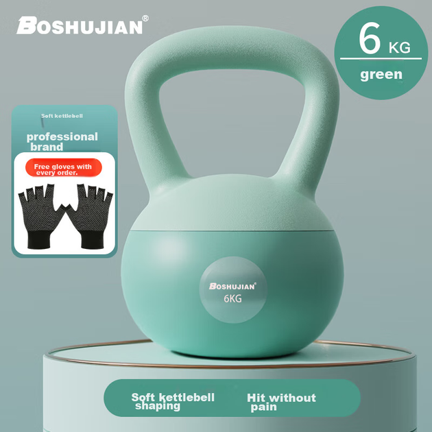 Мягкая гиря BOSHUJIAN для мужчин и женщин, гантели для домашнего фитнеса для упражнений на руки, приседаний и ягодиц, 6 кг, зеленая. - изображение 4