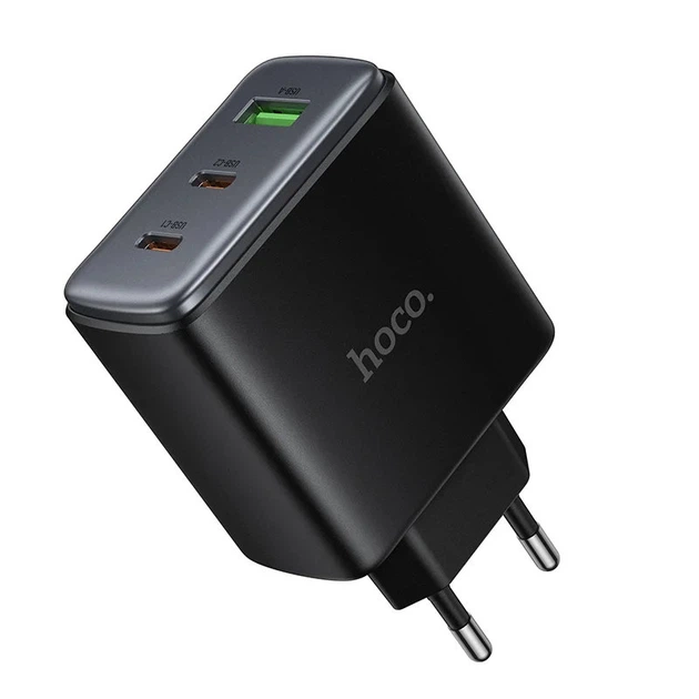 Зарядний блок живлення 2xType-C+USB HOCO C160A Upgrade 65 W 5 V 3 A чорний - изображение 6