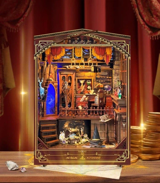 Бук Нук Чарівна студія Інтер'єрний конструктор Magic Studio DIY Wooden Book Nook Kit SQ-54 - Фото 2 Бук Нук Чарівна студія Інтер'єрний конструктор Magic Studio DIY Wooden Book Nook Kit SQ-54 - изображение 2