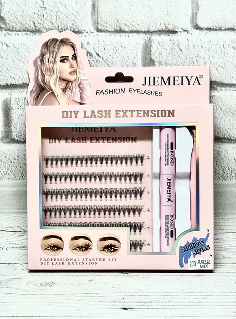 Набор пучковых ресниц JIEMEIYA DIY Lash Extension 20D (10 мм, 12 мм, 14 мм) с клеем и пинцетом - Фото 1 Набор пучковых ресниц JIEMEIYA DIY Lash Extension 20D (10 мм, 12 мм, 14 мм) с клеем и пинцетом - изображение 1
