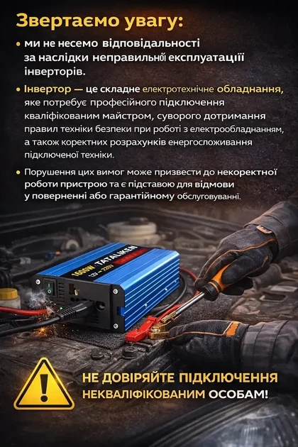 Инвертор с чистой синусоидой 24V → 220V Tataliken 3000W для ноутбука, котла, холодильника и большинства бытовой техники - Фото 5 Инвертор с чистой синусоидой 24V → 220V Tataliken 3000W для ноутбука, котла, холодильника и большинства бытовой техники - изображение 5