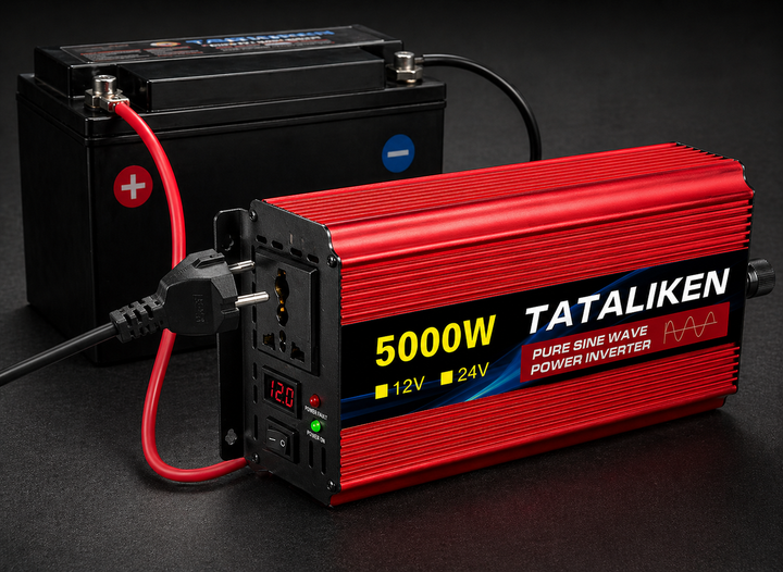 Инвертор с чистой синусоидой 12V → 220V Tataliken 5000W для ноутбука, котла, холодильника и мощной бытовой техники - Фото 4 Инвертор с чистой синусоидой 12V → 220V Tataliken 5000W для ноутбука, котла, холодильника и мощной бытовой техники - изображение 4