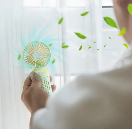 Ручной вентилятор на аккумуляторе Mini Fan односкоростной минивентилятор, зеленый - изображение 4