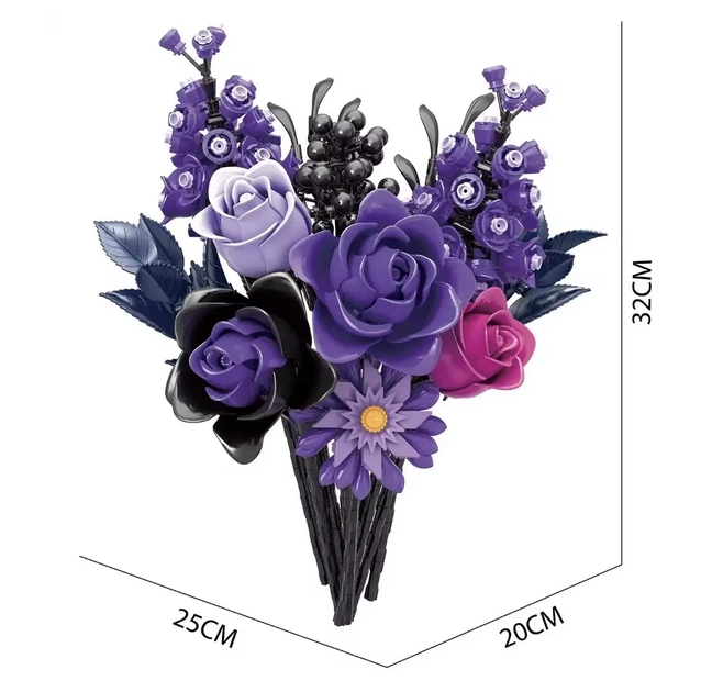 Конструктор букет квітів Deep Water з фіолетовими трояндами Purple Roses Bouquet 822 деталі - Фото 4 Конструктор букет квітів Deep Water з фіолетовими трояндами Purple Roses Bouquet 822 деталі - зображення 4