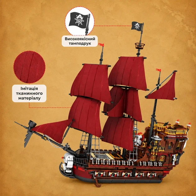 Конструктор корабль Месть королевы Анны 2776 деталей Reobrix 66010 Pirate Revenge - изображение 8