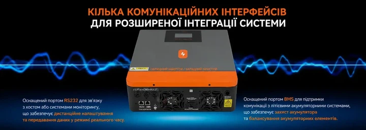 Гібридний сонячний інвертор POWMR POW-HVM4.2K-24V-D 4.2 кВт, MPPT, UPS, чиста синусоїда, 12/24V, 220V - Фото 6 Гібридний сонячний інвертор POWMR POW-HVM4.2K-24V-D 4.2 кВт, MPPT, UPS, чиста синусоїда, 12/24V, 220V - зображення 6