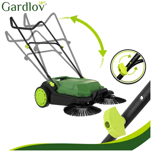 Подметальная машина 680 мм 24 л для сбора мусора 3 щетки зеленый GARDLOV HE0784 - изображение 3