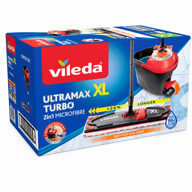 Набор для уборки Vileda Ultramax Turbo XL (163427) с ведром и отжимом - изображение 6
