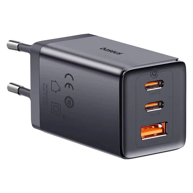 Мережевий зарядний пристрій Baseus PD/QC 65W 2xUSB-C | USB-A with USB-C to USB-C Cable 1 m Grey (P10110812827-Z1) - зображення 3