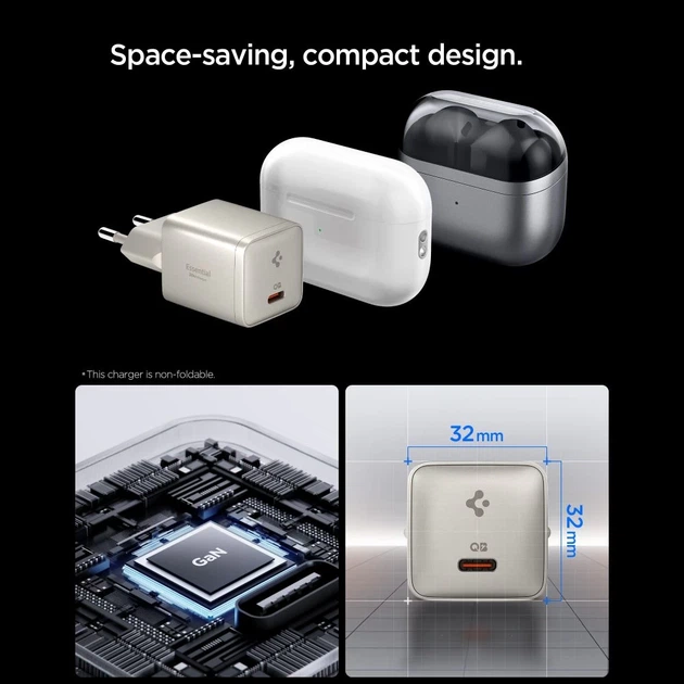 Сетевое зарядное устройство Spigen EE301EU-GAN Essential 1-Port 30W Natural Titanium (ACH10448) - изображение 4