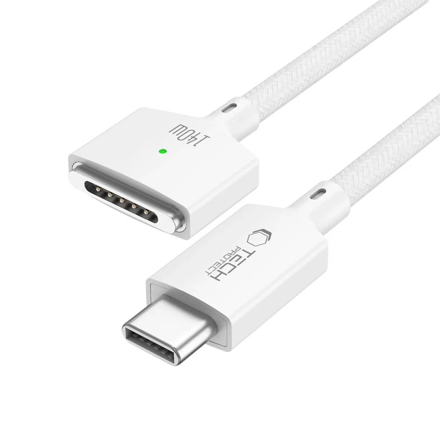 Кабель Tech-Protect MMC01 Ultraboost Magnetic Type-C to MagSafe 3 140W 200cm White with MagSafe (5906302323296) - изображение 2