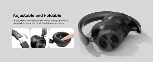 Беспроводные накладные наушники OneOdio A85 Pro с активным шумоподавлением, Bluetooth 6.0, режимом прозрачности, Multipoint и Hi-Fi звуком До 70 часов работы - изображение 13