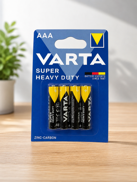 Батарейки VARTA Super Heavy Duty AAA R03 1.5V солевые 4 шт - Фото 1 Батарейки VARTA Super Heavy Duty AAA R03 1.5V солевые 4 шт - изображение 1