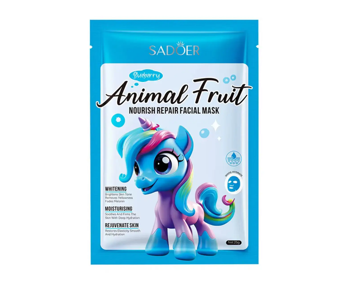 Маска для обличчя тканинна Sadoer Animal Fruit Unicorn Blueberry живильна 25 г (6942349733864) - Фото 1 Маска для обличчя тканинна Sadoer Animal Fruit Unicorn Blueberry живильна 25 г (6942349733864) - изображение 1
