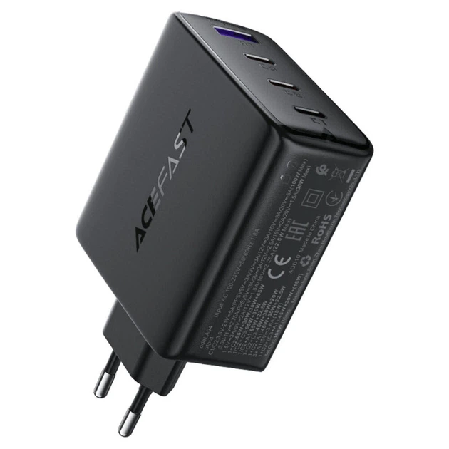 Зарядний пристрій для телефону Acefast PD 100 Вт GaN 3xUSB-C+USB-A Чорний (A94) - зображення 2