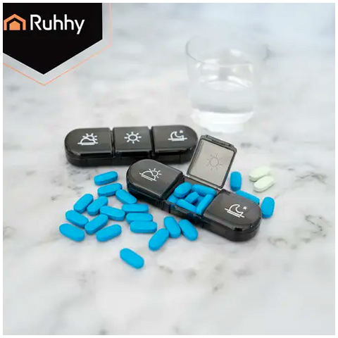Таблетница органайзер для хранения лекарств 7 дней 3 приема Ruhhy черный - изображение 4