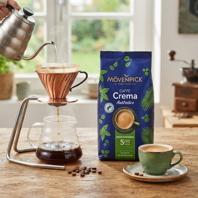 Кофе зерновой Mövenpick Caffè Crema Autentico 1 кг 100% арабика натуральная для кофемашины - изображение 4