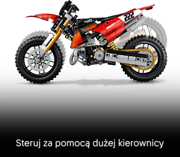 Конструктор LEGO Technic Мотоцикл Ducati Desmo450 MX Factory 457 деталей (42238) - Фото 5 Конструктор LEGO Technic Мотоцикл Ducati Desmo450 MX Factory 457 деталей (42238) - зображення 5