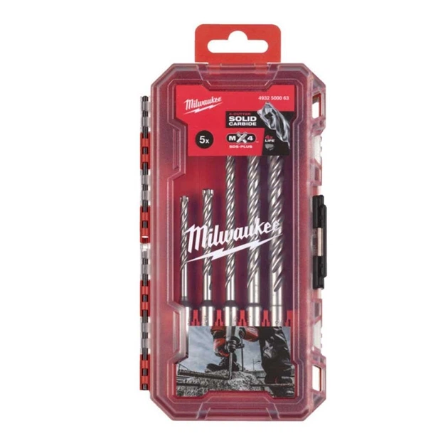 Набор буров по бетону Milwaukee SDS-Plus MX4 Set 1 5 шт (4932500063) - Фото 1 Набор буров по бетону Milwaukee SDS-Plus MX4 Set 1 5 шт (4932500063) - изображение 1