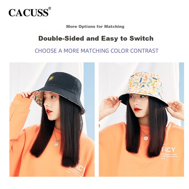 Жіночий широкополий повсякденний бавовняний рибальський капелюх CACUSS, сонцезахисна шапка для активного відпочинку на природі, стійка до ультрафіолетового випромінювання, чорний середній розмір - изображение 6