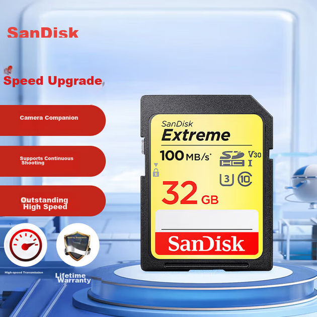 Карта пам'яті SANDISK Extreme SDHC 32GB Class 10 UHS-I U3 V30 (SDSDXVE-032G-ZNCIN) - Фото 3 Карта пам'яті SANDISK Extreme SDHC 32GB Class 10 UHS-I U3 V30 (SDSDXVE-032G-ZNCIN) - зображення 3