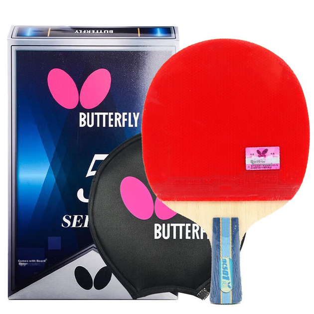 Ракетка для настільного тенісу BUTTERFLY Five-Star, пряма ручка, двостороння зворотна гума, змагальне лезо TBC501, одинарна ракетка з футляром - зображення 4