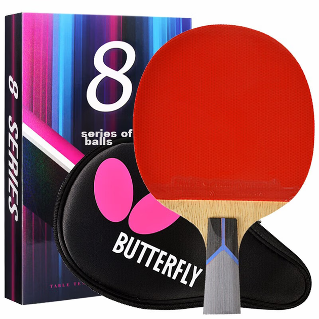 Ракетка для настольного тенниса BUTTERFLY 8-Star 802 Fangtan Offensive Type с синей губкой и двусторонней обратной резиной. Ракетка BUTTERFLY Wang с прямой/короткой ручкой. - зображення 6