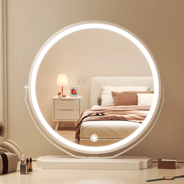 Зеркало для макияжа Fanyejia умное LED большое 40см настольное подарочное - изображение 4