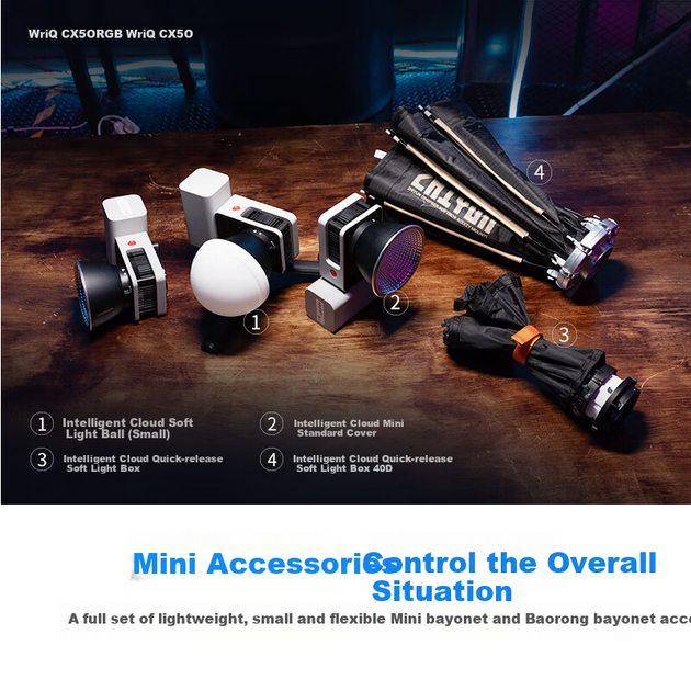 Професійне фотоліхтаре Zhiyun Fill Light потужністю 50 Вт, повнокольорове RGB-освітлення, портативне м'яке світло для зовнішнього використання, фотоліхтар для відеотрансляцій у прямому ефірі, Xuequ CX50RGB - изображение 9