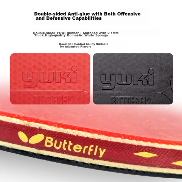 Ракетка для настільного тенісу BUTTERFLY Four-Star з прямою ручкою, двостороння зворотна гума, 5-шарове лезо, одинарна ракетка 401 з внутрішнім футляром у комплекті - зображення 4
