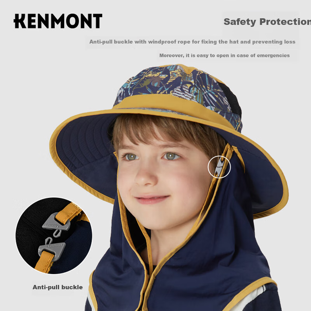 Рибальська шапка Kenmont для дітей віком 6-9 років, сонцезахисна шапка для хлопчиків, стійка до ультрафіолетового випромінювання, дихаюча шапка для дівчаток, Km-4584 - изображение 5