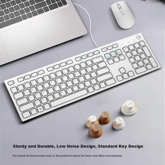 Клавиатура DELL KB216 проводная полноразмерная офисная, USB, белая - изображение 4
