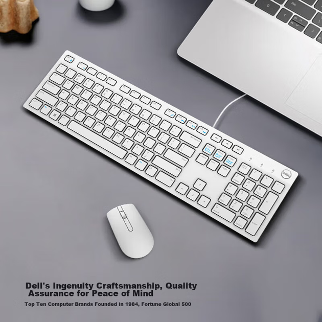 Клавиатура DELL KB216 проводная полноразмерная офисная, USB, белая - изображение 5