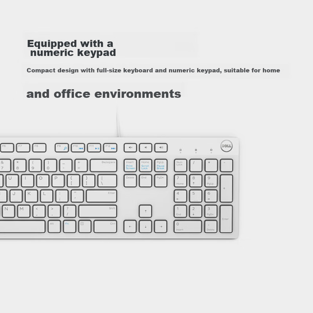 Клавиатура DELL KB216 проводная полноразмерная офисная, USB, белая - изображение 9