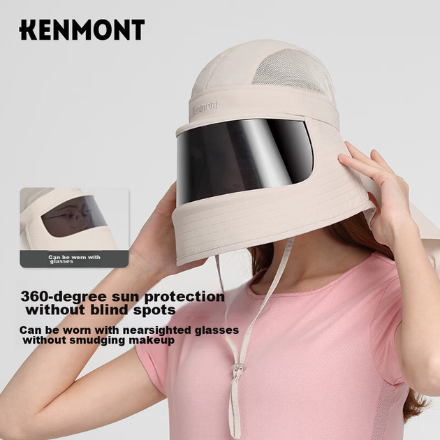 Солнцезащитная маска Kenmont для женщин на весну и лето, защита шеи от УФ-излучения, солнцезащитный козырек, защитная шляпа для активного отдыха KM-3774 - Фото 4 Солнцезащитная маска Kenmont для женщин на весну и лето, защита шеи от УФ-излучения, солнцезащитный козырек, защитная шляпа для активного отдыха KM-3774 - изображение 4
