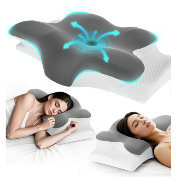 Подушка-ортопедическая анатомическая с местом для рук "Бабочка" Ergo Sleep Memory Pillow гипоаллергенная мягкая с эффектом памяти для сна на боку спины и живота с наволочкой на молнии 61х34х12 см(9007002) - Фото 3 Подушка-ортопедическая анатомическая с местом для рук "Бабочка" Ergo Sleep Memory Pillow гипоаллергенная мягкая с эффектом памяти для сна на боку спины и живота с наволочкой на молнии 61х34х12 см(9007002) - зображення 3