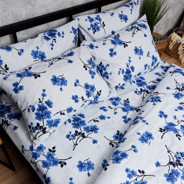 Комплект постельного белья Moon&Star Двуспальный 175x210 наволочки 4x50x70 Blue Garden Бязь Gold Люкс (MS-820013238) - Фото 6 Комплект постельного белья Moon&Star Двуспальный 175x210 наволочки 4x50x70 Blue Garden Бязь Gold Люкс (MS-820013238) - изображение 6