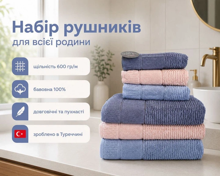 Набор турецких махровых полотенец Cestepe MicroCotton Premium 3 штуки 50x90 + 3 штуки 70х140 Nevara плотность 600 г/м2 - изображение 2