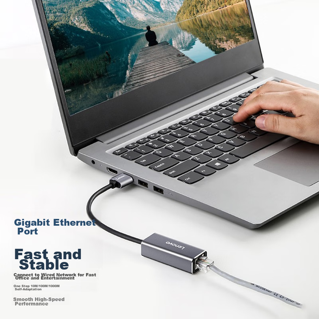 Адаптер Lenovo USB-A на Gigabit Ethernet (RJ45), з USB-хабом, для ноутбука - Фото 7 Адаптер Lenovo USB-A на Gigabit Ethernet (RJ45), з USB-хабом, для ноутбука - зображення 7