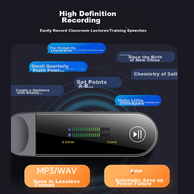 MP3-плеєр FAMUE PA05, 32 ГБ, Bluetooth, диктофон, USB-C, для вивчення мов і спорту - зображення 8