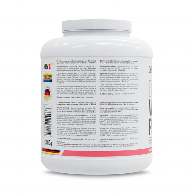 Протеїн MST Best Whey Protein + Enzyme 2010 г, полуниця, сироватковий протеїн з ензимами - зображення 3
