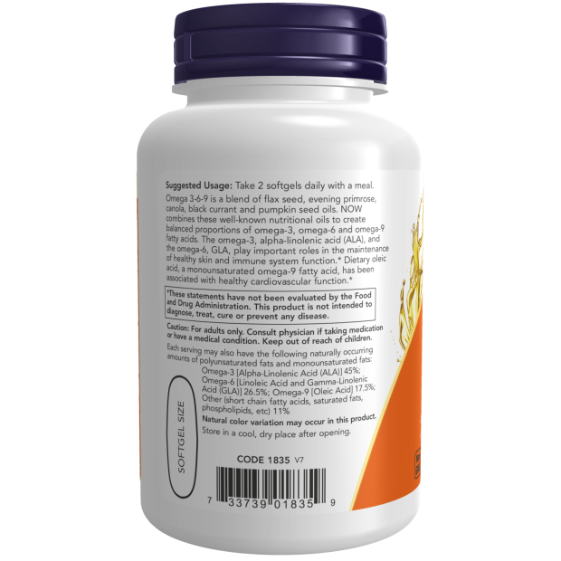 Омега 3-6-9 Now foods omega 3-6-9 1000 мг 100 капсул - изображение 3