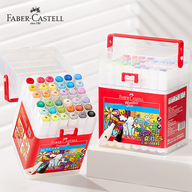 Двусторонние маркеры Faber-Castell, 36 цветов в коробке, цветные ручки O1-553636, акварельные ручки для художественного скетчинга и обучения искусству. - изображение 10