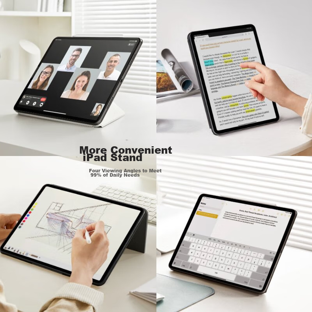 Чехол PITAKA для iPad Pro 12.9 дюйма 2026 и iPad Air 7/8, двусторонний магнитный с держателем для стилуса, черный - изображение 6