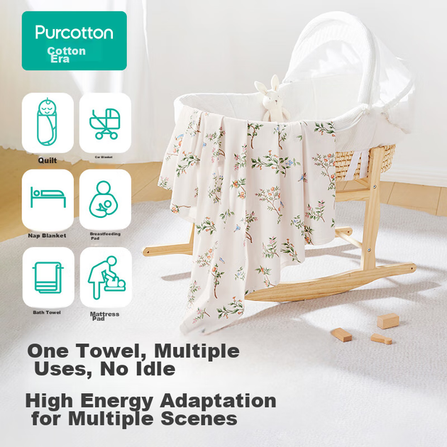 Одеяло вязаное PurCotton детское хлопковое тонкое цветочное 90×90см - изображение 6