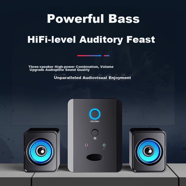 Акустическая система SADA S-201 2.1 Black, Bluetooth 5.3, с микрофоном и наушниками - изображение 8