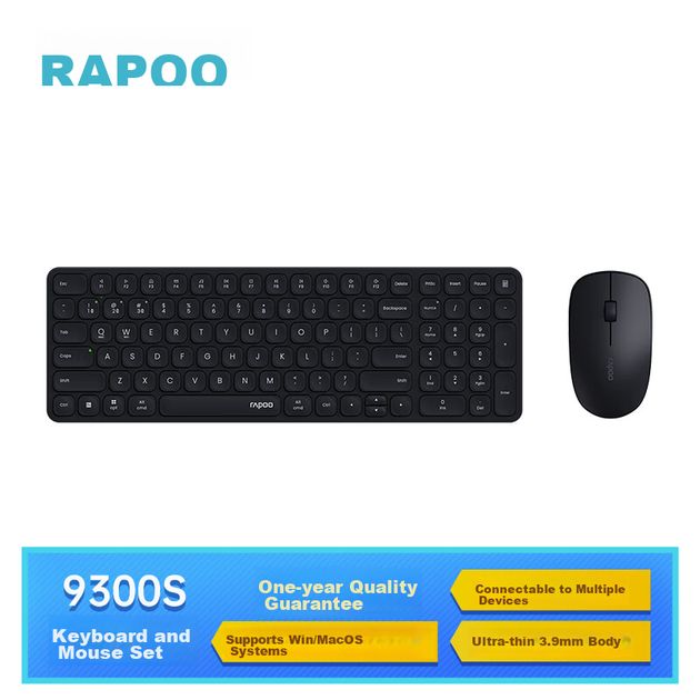 Комплект клавиатура+мышь Rapoo 9300S беспроводной/Bluetooth многорежимный, ультратонкий, для Windows/MacOS, темно-серый - изображение 4